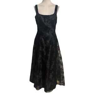 GUNNE SAX Jessica McClintock Black Floral Maxi Dress Sz 11 Vintage Party Costume